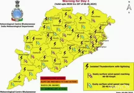 ଫୁଲବାଣୀ ସହର: ଆସନ୍ତା ଆସନ୍ତା କାଲି  କଂଧମାଳ  ଜିଲ୍ଲାକୁ ୟାଲୋ ୱାର୍ଣୀ ଜାରି କରିଛି ପାଣିପାଗ ବିଭାଗ