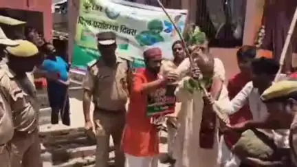 निचलौल: विश्व पर्यावरण दिवस पर निचलौल में चंडी माता मंदिर पर पीपल, नीम और बरगद के पौधे लगाए गए