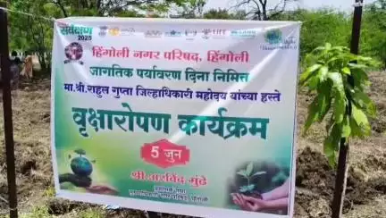 हिंगोली: जागतिक पर्यावरण दिनानिमित्त जिल्हाधिकारी परिसरात जिल्हाधिकारी यांच्या हस्ते वृक्षारोपण