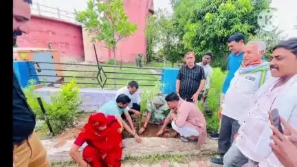 खनियाधाना: खनियाधाना नगर में विश्व पर्यावरण दिवस पर जन प्रतिनिधियों द्वारा पौधारोपण