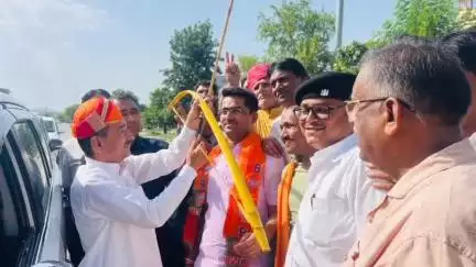 गोगुन्दा: भाजपा अध्यक्ष मदन राठौड का गोगुंदा टोल पर जिला अध्यक्ष पुष्कर तेली के नेतृत्व में स्वागत किया गया