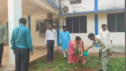 पखांजूर: विश्व पर्यावरण दिवस के अवसर पर जनपद पंचायत कार्यालय में 'मां के नाम' अभियान के तहत फलदार पौधों को लगाया गया