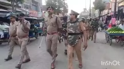 नकुड: गंगोह में प्रतिबंधित जानवर की कुर्बानी करने पर होगी सख्त कार्रवाई, फ्लेग मार्च कर बोले एसपी देहात