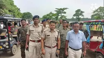 बसंतराय: पुलिस ने बसंतराय में बकरीद पर शांति बनाए रखने के लिए फ्लैग मार्च  किया, एसडीपीओ और बीडीओ रहे मौजूद