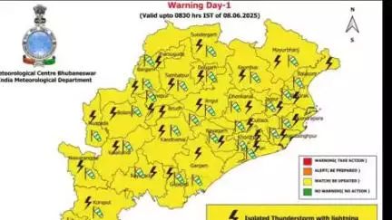 ବୌଦ୍ଧ ସଦର: ଆସନ୍ତାକାଲି ବୌଦ୍ଧଜିଲାରେ ବଜ୍ରପାତ ସହିତ ବର୍ଷା ଓ ୪୦ରୁ୫୦କିମି ବେଗରେ ପବନ ହେବାର ନେଇ ଏଲୋ ୱାର୍ଣ୍ଣିଙ୍ଗ ଜାରି