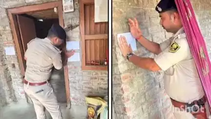 बिहारीगंज: बिहारीगंज थाना पुलिस ने मर्डर केस के फरार अभियुक्त गुलायपाल के घर पर इश्तिहार चिपकाए