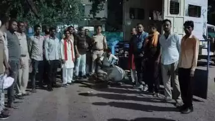 तेंदूखेड़ा: तारादेही थाना प्रभारी राजीव पुरोहित ने बचाई गाय की जान, समय पर उपचार मिला