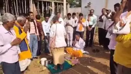 शहपुरा: जोगी टिकरिया में राधा कृष्ण मंदिर निर्माण के लिए भूमि पूजन, छात्रों को मिलेगा निशुल्क आवास