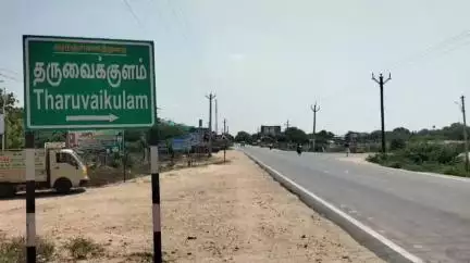 ஓட்டப்பிடாரம்: தருவைகுளம் மீன்பிடி இறங்கு தளத்தில் கண்டெய்னர் லாரி சென்ற போது பாலம் உடைந்து லாரி சிக்கியதால் பரபரப்பு