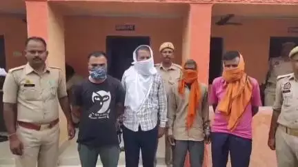 शाहाबाद: मारपीट के मुकदमे में पुलिस ने इमरतपुर गांव के पास से चार वारंटियों को गिरफ्तार कर कोर्ट में पेश किया, चारों को जेल