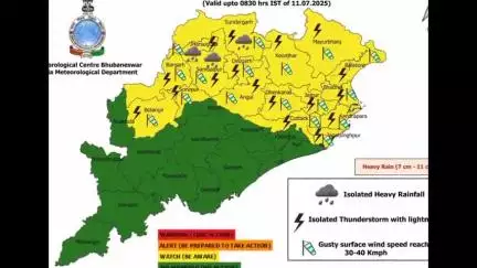କେନ୍ଦ୍ରାପଡା: ଆସନ୍ତା କାଲି ସାଢେ଼ ଆଠଟା ଯାଏ କେନ୍ଦ୍ରାପଡ଼ା ଜିଲ୍ଲାକୁ ୟେଲୋ ୱାର୍ଣିଂ ଜାରି କଲା ପାଣିପାଗ ବିଭାଗ