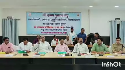 मुंगेर: जिले में संभावित बाढ़ को लेकर प्रभारी मंत्री कृष्ण कुमार मंटू ने पदाधिकारियों के साथ की समीक्षा बैठक