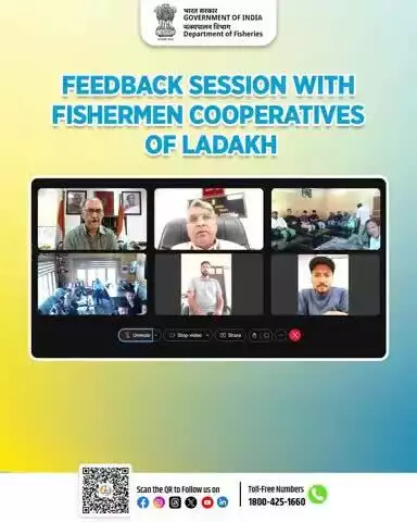 Dr. Abhilash Likhi, #likhi_dr Secretary, Department of Fisheries, Government of India, chaired a virtual feedback session with fishermen and fisheries cooperatives of Ladakh, where beneficiaries shared  their  success stories, and feedback.