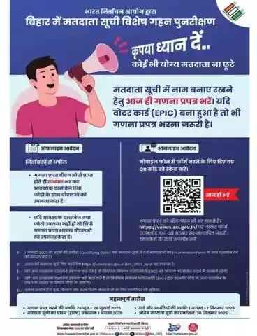 जिला निर्वाचन पदाधिकारी-सह-जिलाधिकारी, पटना द्वारा निर्वाचक सूची के विशेष गहन पुनरीक्षण अभियान, 2025 में प्रगति की समीक्षा की गई। सभी 14 निर्वाचक निबंधन पदाधिकारियों को गणना फॉर्म (ईएफ) का शत-प्रतिशत वितरण एवं संग्रहण का निदेश।