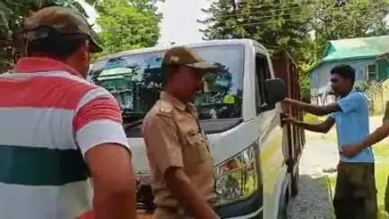 আলিপুরদুয়ার ২: হাতিপোঁতার লিম্বু ধুরা এলাকা থেকে চোরাই সেগুন কাঠ বোঝাই চার চাকার গাড়ি আটক