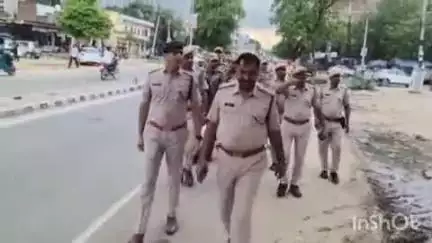 दौसा: दौसा शहर में लगातार बढ़ रही अपराधी घटनाओं की रोकथाम के लिए पुलिस ने निकाला पैदल मार्च
