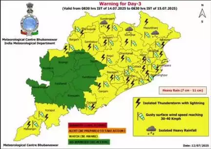 ପୁରୀ ମ୍ୟୁନିସିପାଲଟି: ଆସନ୍ତା ୩ ଦିନ ଧରି ପୁରୀରେ ବର୍ଷା ଓ ପବନ ନେଇ ପାଣିପାଗ ବିଭାଗ ପକ୍ଷରୁ ୟେଲୋ ୱାର୍ଣ୍ଣିଂ ଜାରି