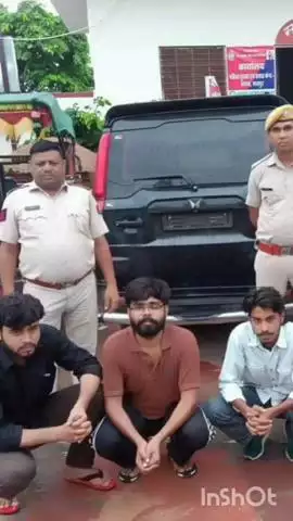 बयाना: बयाना पुलिस ने बिना नंबर की स्कॉर्पियो गाड़ी दौड़ाते चार युवकों को किया गिरफ्तार