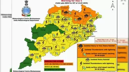 ପାରଳାଖେମୁଣ୍ଡି: ଆସନ୍ତା କାଲି ଗଜପତି ଜିଲ୍ଲାରେ ବର୍ଷାକୁ ନେଇ ୟେଲୋ ସଙ୍କେତ ଜାରି କରିଛି ଆଇ ଏମ୍ ଡି ବିଭାଗ