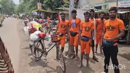 शाजापुर: देश में सुख-शांति और अच्छी बारिश की कामना के साथ साइकिल से वैष्णो देवी यात्रा पर निकले यात्री पहुंचे शाजापुर