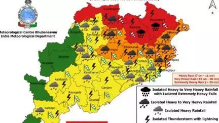 ପୁରୀ ମ୍ୟୁନିସିପାଲଟି: ଜିଲ୍ଲାରେ ପ୍ରବଳ ବର୍ଷାକୁ ଦୃଷ୍ଟିରେ ରଖି ଜିଲ୍ଲାକୁ ଆସନ୍ତାକାଲି ପାଇଁ ପାଣିପାଗ ବିଭାଗ ପକ୍ଷରୁ ୟେଲୋ ଆଲର୍ଟ ଜାରି