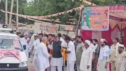 नूह: जोगीपुर मोड़ पर नूह के पूर्व विधायक ने ब्रजमंडल यात्रा का किया स्वागत