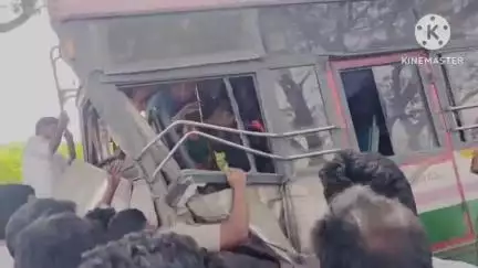 ఇల్లందు: కామేపల్లి క్రాస్ రోడ్ వద్ద ఆర్టీసీ బస్సు ను ఢీ కొట్టిన లారీ పలువురికి గాయాలు