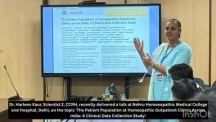 Dr. Harleen Kaur, S-2, CCRH, recently delivered a talk at Nehru Homoeopathic Medical College and Hospital, Delhi