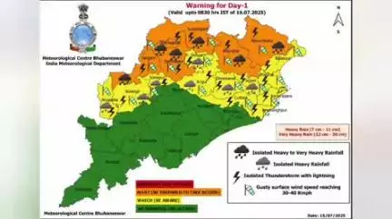 ଜଗତସିଂହପୁର: ଜିଲ୍ଲାରେ ପବନ ଓ ଘଡ଼ଘଡ଼ି ନେଇ ଆସନ୍ତାକାଲି ସକାଳ ୮.୩୦ ପର୍ଯ‍୍ୟନ୍ତ ୟେଲୋ ୱାର୍ଣ୍ଣିଂ ଜାରି