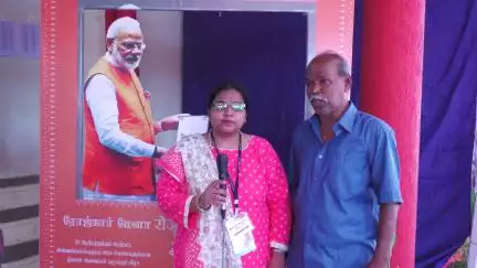 Sharing of experience by new appointees at 16th Rozgar Mela held at Dr. Ambedkar Arangam/ICF, Chennai on 12.07.2025.