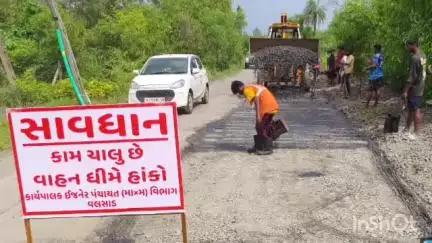 ઉમરગામ: ઉમરગામના તાલુકાના કલગામ- બરિયાવાડ રોડ પર આર એન્ડ બી (પંચાયત) દ્વારા બગ્સ પેચ વર્ક કરાયું