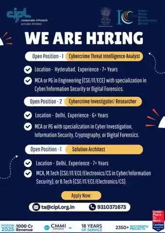 🚨 Hiring Alert! We’re hiring cybersecurity experts.