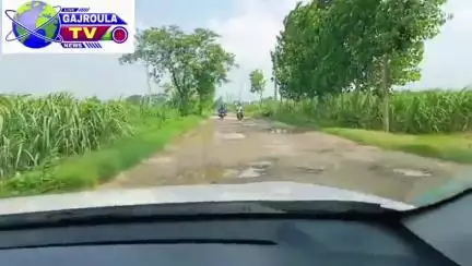 रजबपुर से काफूरपुर तक वाली सड़क पूरी तरह टूट गई है किसी जनप्रतिनिधि का ध्यान नहीं है जनता परेशान है