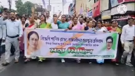 রায়গঞ্জ: বিজেপি শাসিত রাজ্যে বাঙালিদের হেনস্তার প্রতিবাদে রায়গঞ্জে উত্তর দিনাজপুর জেলা তৃণমূল কংগ্রেসের ডাকে প্রতিবাদ সভা, মিছিল