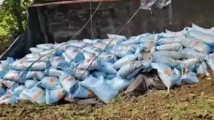 सागर नगर: सागर-दमोह रोड पर गाड़ी बचाने में खाद से भरा ट्रक पलटा, तीन घायल