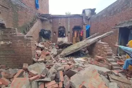 सहावर: तेज बारिश के दौरान मकान का लेंटर गिरने से एक महिला की मौत, वृद्ध महिला घायल