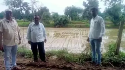 महासमुंद: ग्राम सोनदादर में पैडी ट्रांसप्लांटर तकनीक से धान रोपाई के लिए किसानों को किया जा रहा प्रोत्साहित