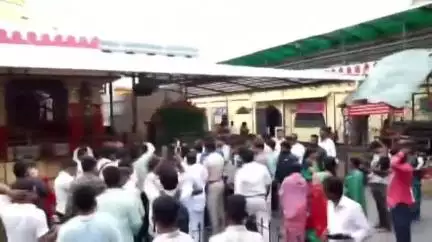 ಬಾದಾಮಿ: ಬಾದಾಮಿ ಬನಶಂಕರಿದೇವಿಯ ದರ್ಶನ ಪಡೆದ ನಿಖಿಲ್ ಕುಮಾರಸ್ವಾಮಿ