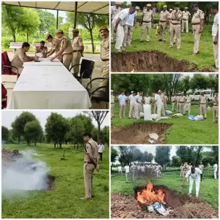 जिला पुलिस अधीक्षक दौसा #श्री_सागर_राणा_आईपीएस की अध्यक्षता में जिले के विभिन्न #थानों के द्वारा #NDPS एक्ट में जब्तशुदा माल (अवैध मादक पदार्थ)अनुमानित कीमत 3 करोड़ 26 लाख 27 हजार 310 रुपए(32627310) का रिजर्व पुलिस लाइन दौसा में निस्तारण कि