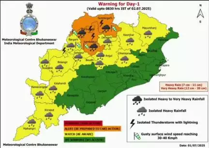 ସୋନପୁର: ଆସନ୍ତାକାଲି ପାଇଁ ଜିଲ୍ଲାକୁ ୟେଲୋ ଆଲର୍ଟ ଜାରି, ପ୍ରବଳ ବର୍ଷାର ସମ୍ଭାବନା