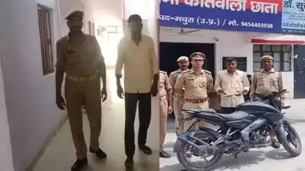छाता: छाता पुलिस ने हत्या के प्रयास में वांछित आरोपी को अवैध तमंचा और बिना नंबर की मोटरसाइकिल के साथ पकड़ा