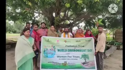 बगहा: बगहा में अमृत योजना के तहत वृक्षारोपण किया गया