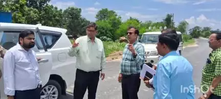 जिलाधिकारी द्वारा मझोला बिरहनी (भरा पचपेड़ा ) फोर लेन मार्ग पर अन्तर्राज्यीय सीमा के निर्माणाधीन प्रवेश द्वार का किया निर