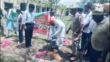 अमरिया: अमरिया राजकीय इंटर कॉलेज में ब्लॉक प्रमुख निशान सिंह ने वन विभाग की टीम के साथ किया वृक्षारोपण