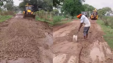 पलारी: पब्लिक एप खबर का असर, कलेक्टर और लोक निर्माण विभाग ने कोटा-जारा-संडी रोड का पैच रिपेयर शुरू किया