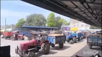 धार: धार की कृषि उपज मंडी में बड़ी संख्या में उपज लेकर पहुंचे किसान, 2160 बोरी गेहूं की हुई आवक
