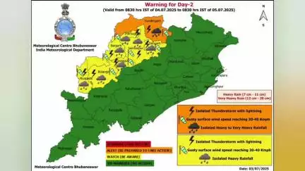 ଦେବଗଡ: ଜିଲ୍ଲାରେ ଶୁକ୍ରବାର ଦିନ ପ୍ରବଳ ବର୍ଷା ସମ୍ଭାବନା, ୟେଲୋ ୱାର୍ଣ୍ଣିଂ ଜାରି କଲା ପାଣିପାଗ ବିଭାଗ