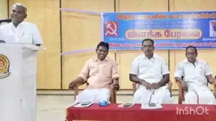 திருவாரூர்: வர்த்தக சங்கம் மண்டபத்தில் சிபிஎம் மாநில செயலாளர் பெ. சண்முகம் தலைமையில் கூட்டம்