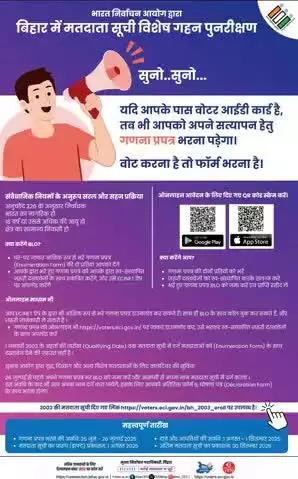 जिला निर्वाचन पदाधिकारी–सह–जिलाधिकारी, पटना के निदेश पर में गणना प्रपत्र का वितरण एवं संग्रह त्वरित गति से किया जा रहा है। किसी भी निर्वाचक के लिए ऑनलाइन माध्यम से फॉर्म भरने एवं दस्तावेज अपलोड करने की सुविधा voters.eci.gov.in पर उपलब्ध है।