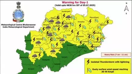 ସଦର: ଆସନ୍ତାକାଲି ପାଇଁ ଜିଲ୍ଲାକୁ ଝଡ଼ତୋଫାନ ଓ ପ୍ରବଳ ବର୍ଷା ସତର୍କତା ନେଇ ୟେଲୋ ଆଲର୍ଟ ଜାରି